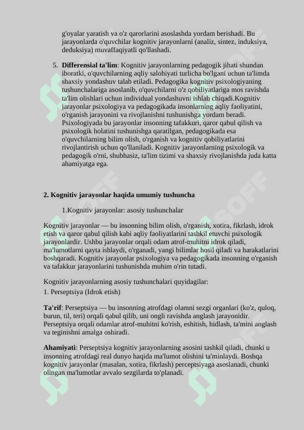 kognitiv jarayonlarning shakllanishi 5