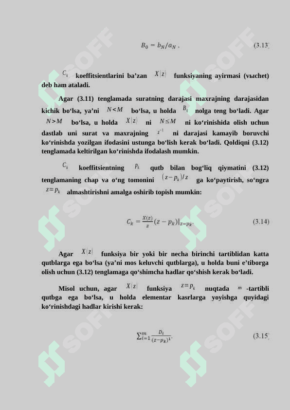 Z-ALMASHTIRISH. DISKRET VAQT TIZIMLARI. TO‘G‘RI VA TESKARI Z-ALMASHTIRISHLAR. DARAJALI QATORGA YOYISH USULI. ELEMENTAR SONLAR NISBATI (KASR SONLAR) KO‘RINISHIDA IFODALASH USULI. Z-TESKARI ALMASHTIRISH USULLARINI TAQQOSLASH. Z-ALMASHTIRISHNING XOSSALARI. DISKRET VAQT TIZIMLARINI QUTB VA NOLLAR ORQALI IFODALASH. BARQARORLIKNI TADQIQOT QILISH. FARQLANISH TENGLAMASI. IMPULS XARAKTERISTIKASINI BAHOLASH. 6