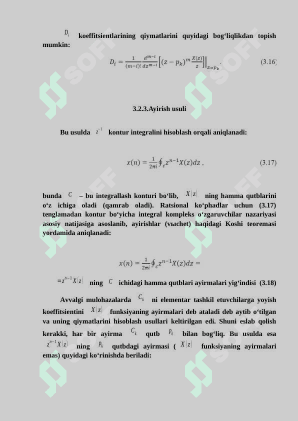 Z-ALMASHTIRISH. DISKRET VAQT TIZIMLARI. TO‘G‘RI VA TESKARI Z-ALMASHTIRISHLAR. DARAJALI QATORGA YOYISH USULI. ELEMENTAR SONLAR NISBATI (KASR SONLAR) KO‘RINISHIDA IFODALASH USULI. Z-TESKARI ALMASHTIRISH USULLARINI TAQQOSLASH. Z-ALMASHTIRISHNING XOSSALARI. DISKRET VAQT TIZIMLARINI QUTB VA NOLLAR ORQALI IFODALASH. BARQARORLIKNI TADQIQOT QILISH. FARQLANISH TENGLAMASI. IMPULS XARAKTERISTIKASINI BAHOLASH. 7