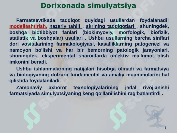 Tibbiy biologik tadqiqotlarda model tushunchasi 3