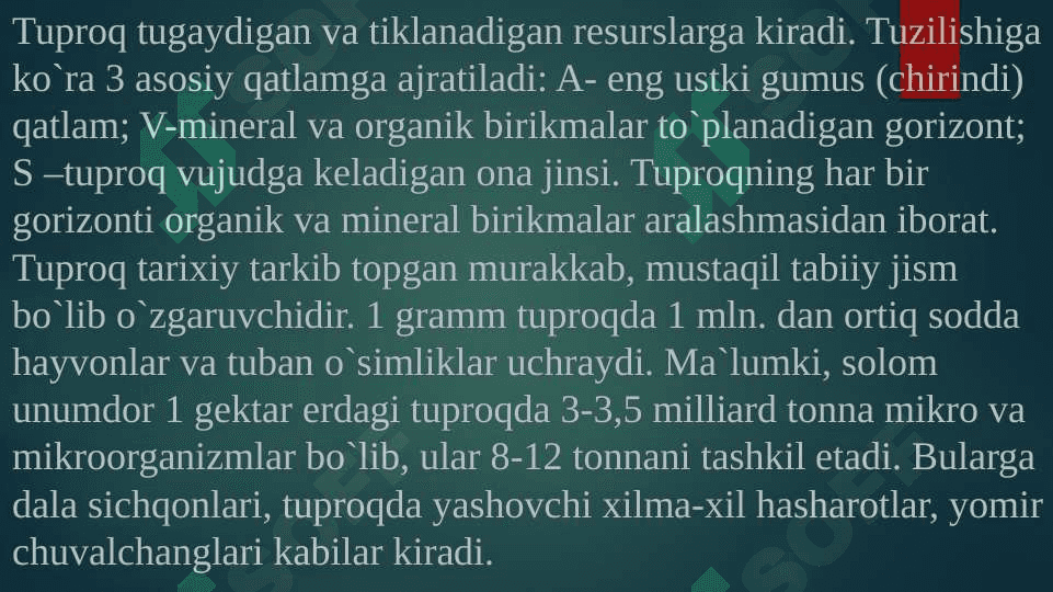 Tuproqning gigiyenik baholash 4