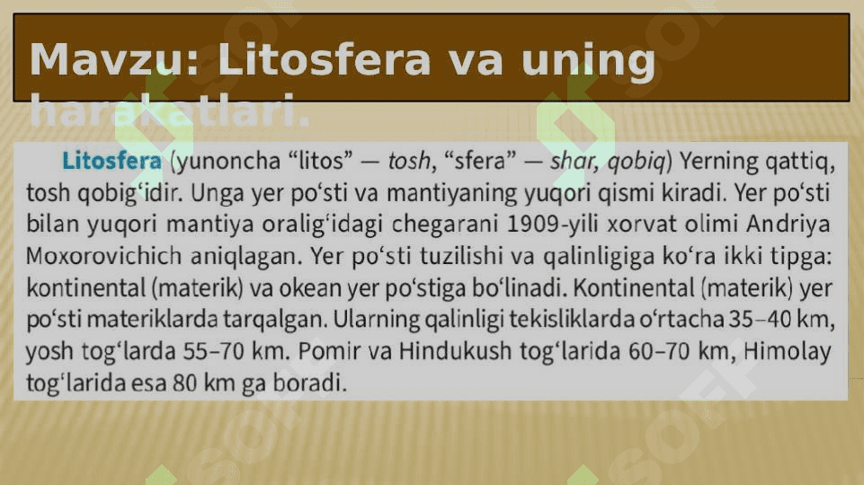 Litosfera va uning harakatlari 2