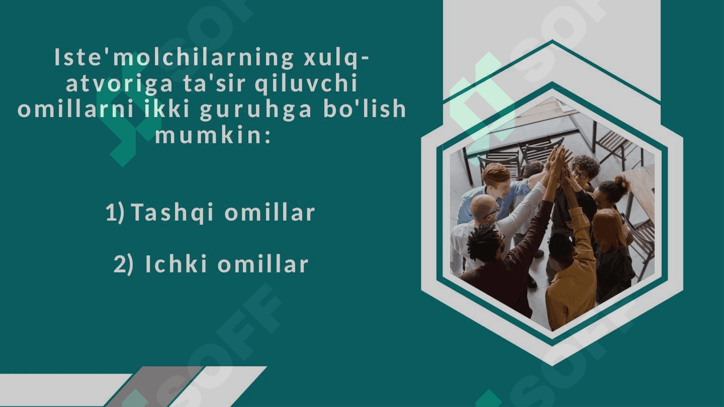 ISTE'MOLСHILAR XULQ ATVORIGA TA'SIR QILUVCHI OMILLAR 4