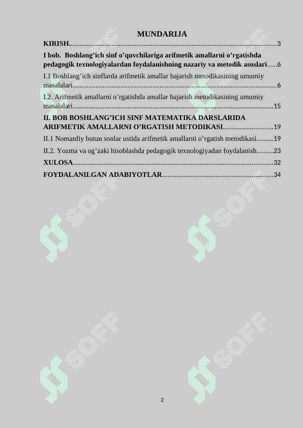 Boshlang'ich sinflarda algebra elementlarini o'qitishning ba'zi bir usullari” 2