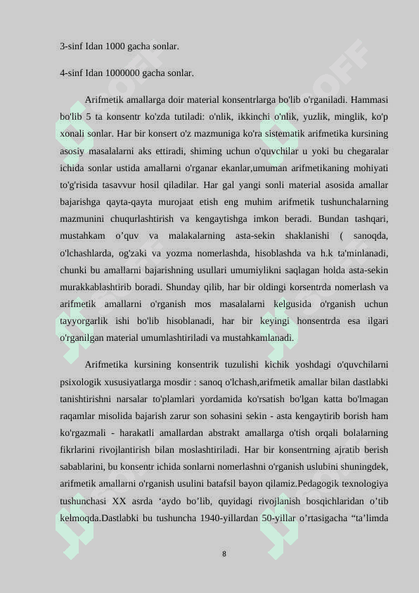 Boshlang'ich sinflarda algebra elementlarini o'qitishning ba'zi bir usullari” 8