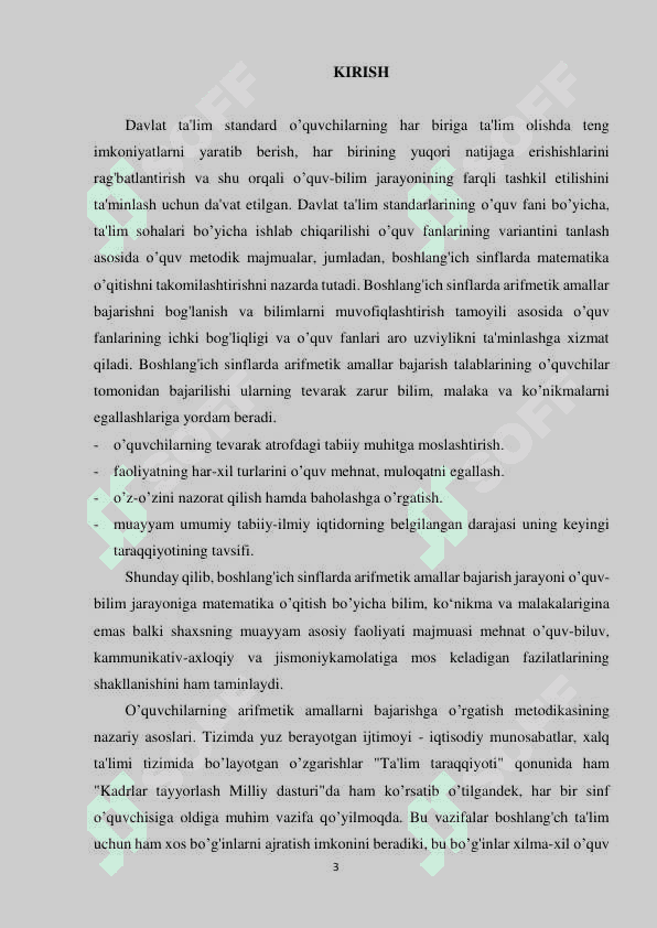 ARIFMETIK AMALLARNI O’RGATISHNING UMUMIY  MASALALARI 3