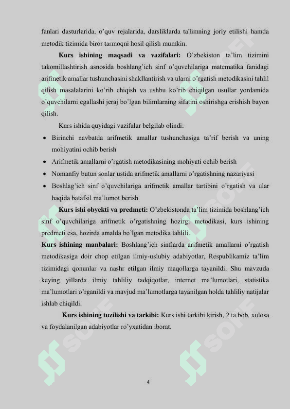 ARIFMETIK AMALLARNI O’RGATISHNING UMUMIY  MASALALARI 4