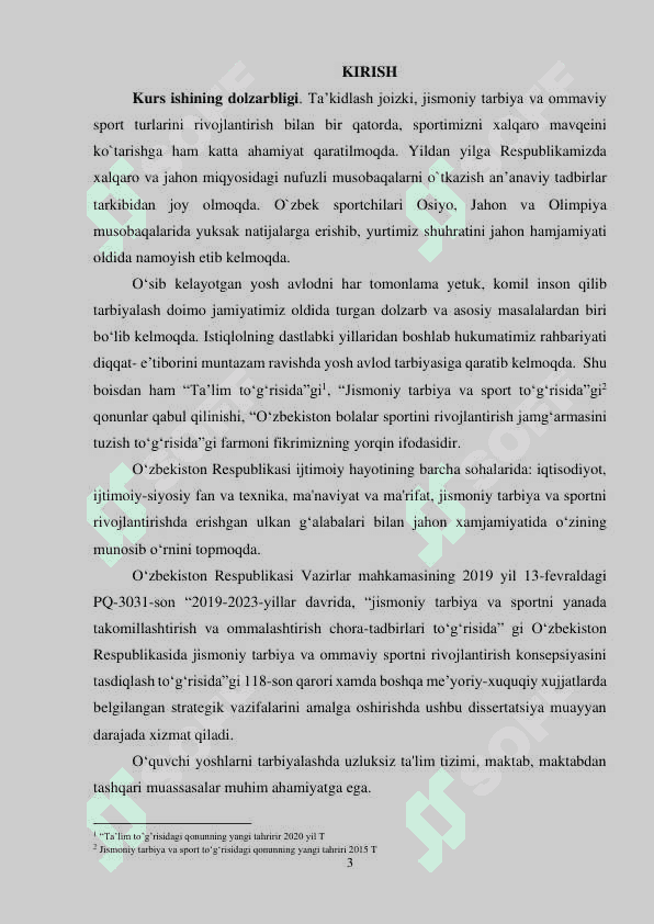 O’zbekistonda jismoniy tarbiya va sportning rivojlanishida bolalar va  o'smirlar sport maktabi faoliyati va uning ahamiyati» 3