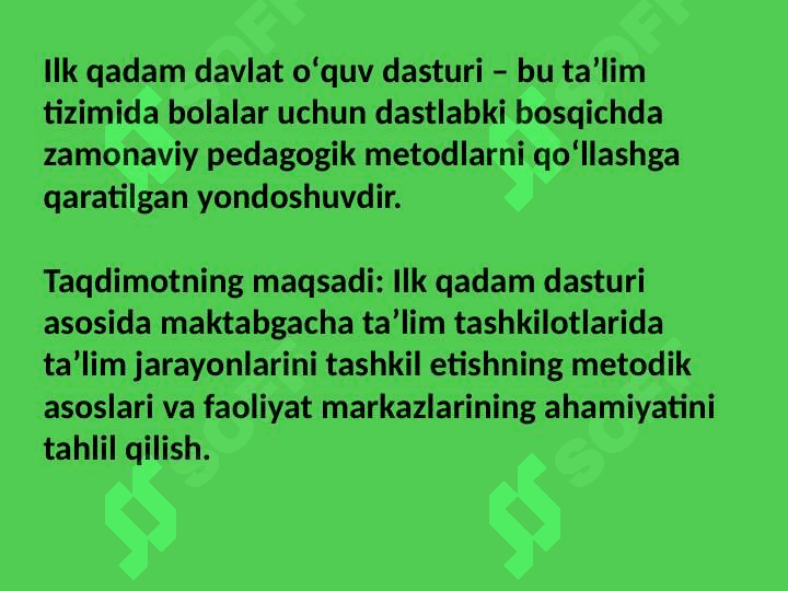 Ilk qadam davlat oʻquv dasturi asosida mtt faoliyat markazlari 2