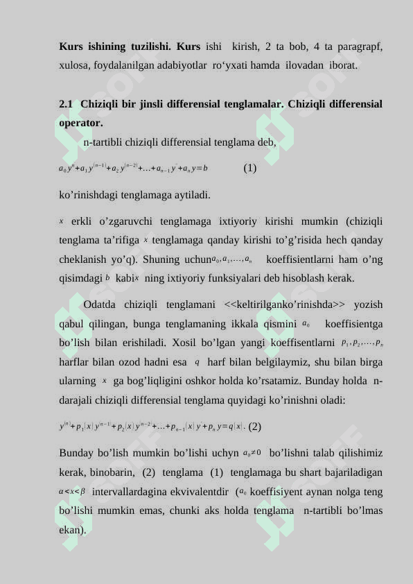 Chiziqli bir jinsli o’zgarmas koeffisentli tenglamalar 6