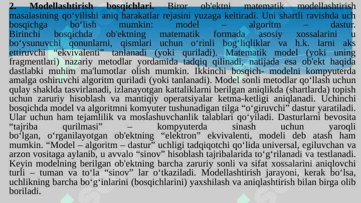 Matematik modellashtirishning asosiy tushunchalari 6