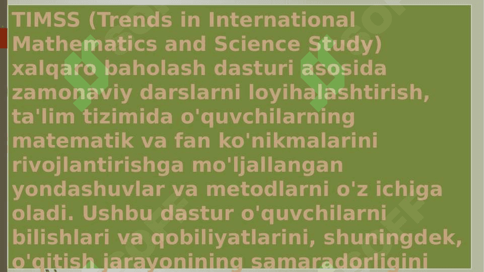 TIMSS xalqaro baholash dasturi asosida zamonaviy darslarni loyihalashtirish 2