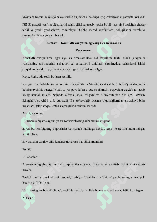 PEDAGOGIK-PSIXOLOGIK KONFLIKTOLOGIYA
metodikalar

PEDAGOGIK-PSIXOLOGIK KONFLIKTOLOGIYA
metodikalar

Pedagogik psixologik konfliktologiya fanidan metodikalar 8