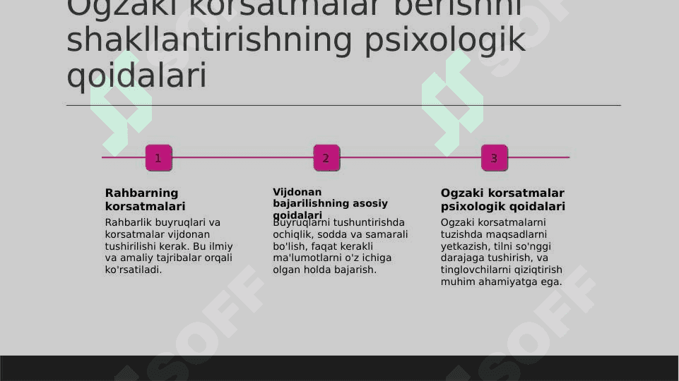 Rahbarning korsatmalari vijdonan bajarilishiga erishishning asosiy qoidalari 3