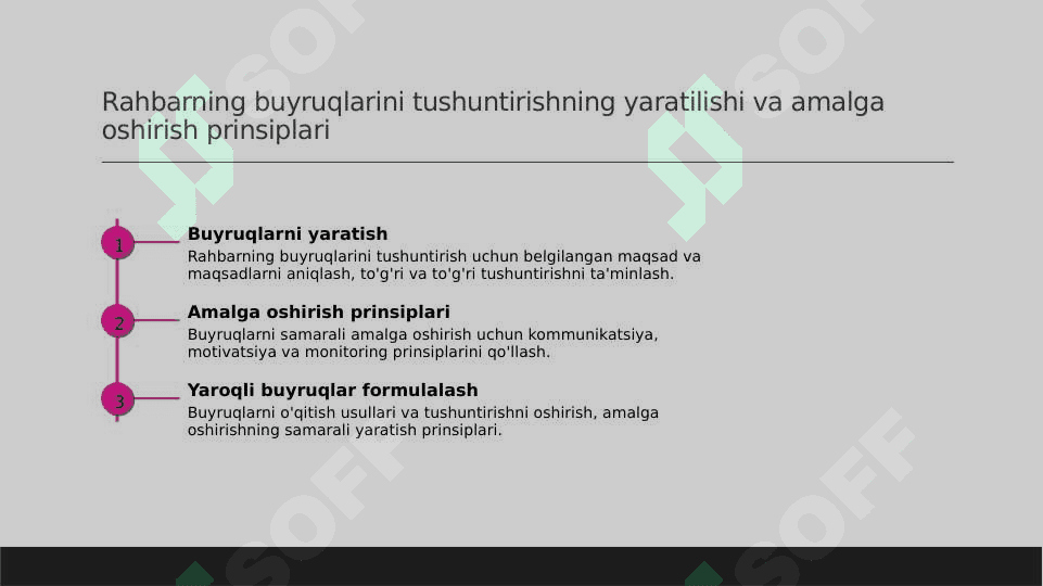 Rahbarning korsatmalari vijdonan bajarilishiga erishishning asosiy qoidalari 4