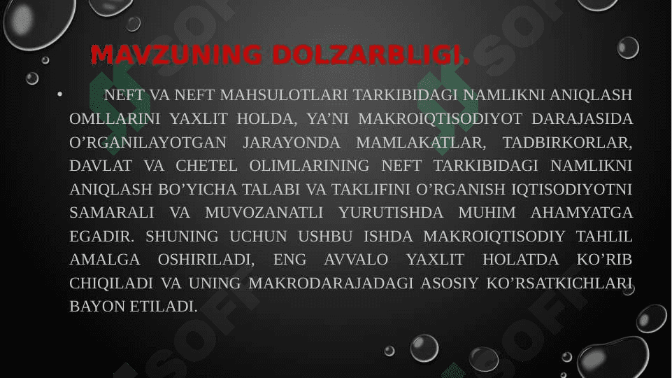 Neft mahsulotlari tarkibidagi namlikni aniqlash. 3