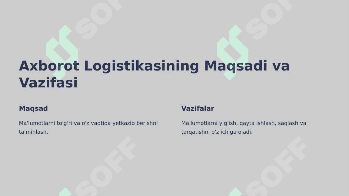 Axborot Logistikasi. Axborot oqimi va uni boshqarish 2