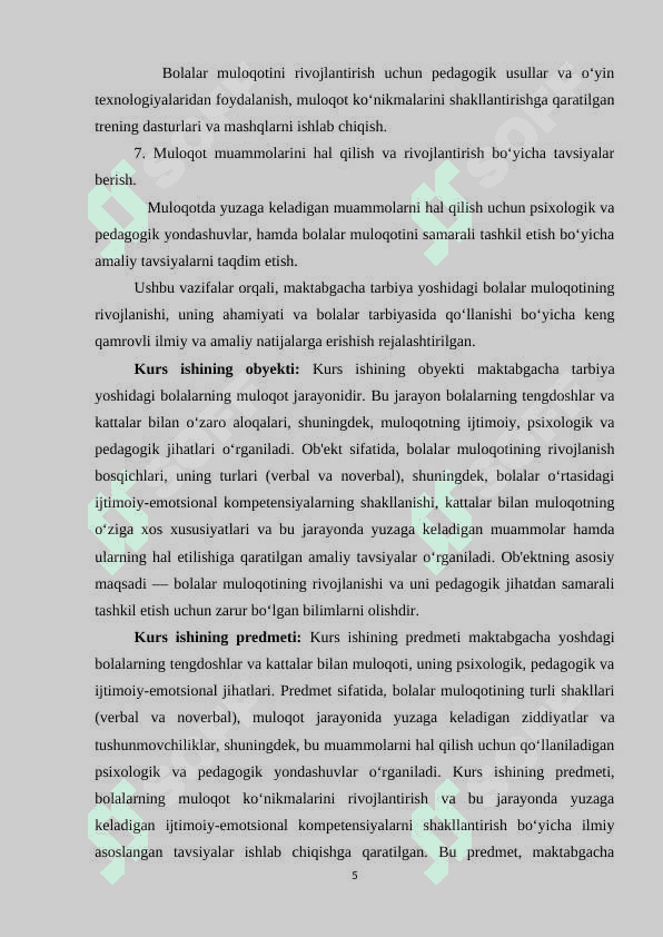 Maktabgacha tarbiya yoshida tengdoshlar va kattalar bilan muloqot 5