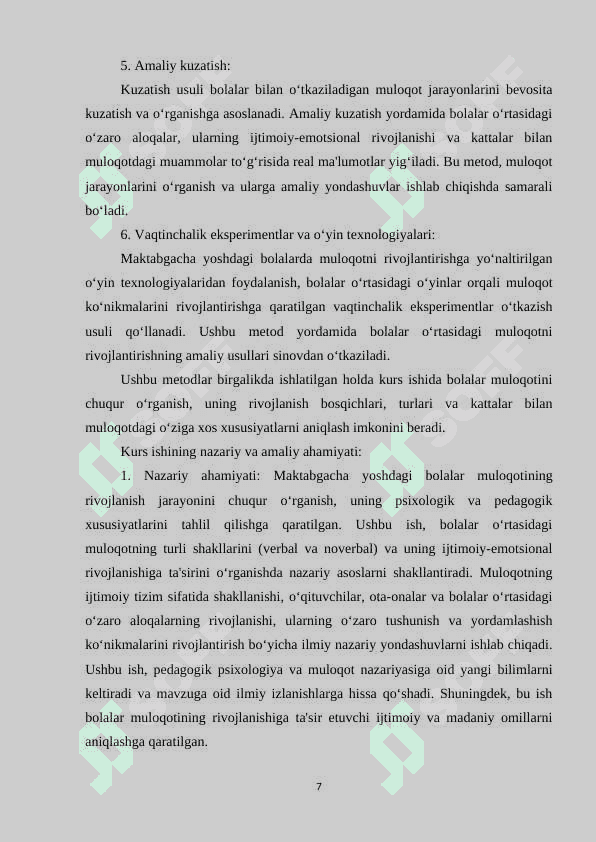 Maktabgacha tarbiya yoshida tengdoshlar va kattalar bilan muloqot 7