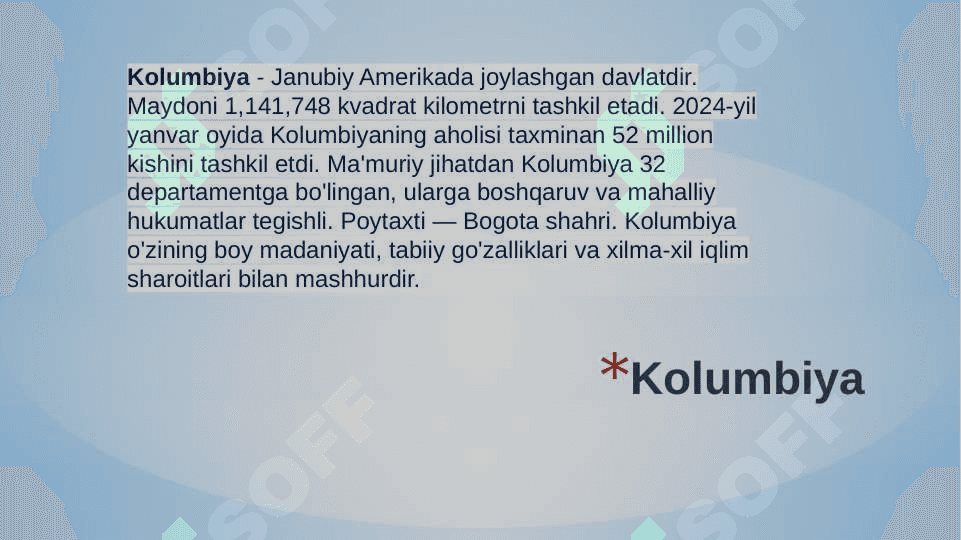 Kolumbiya statistikasiKolumbiya statistikasi 2