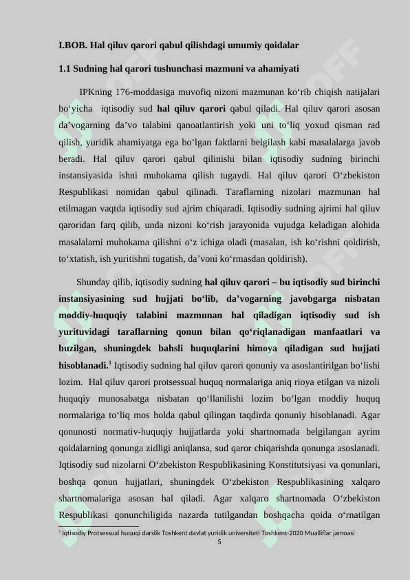 Iqtisodiy  protsessda hal qiluv qarorining qonuniy kuchga kirishi va uni ijroga qaratish tartibi 5