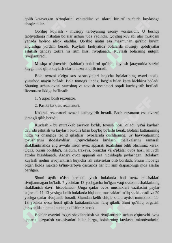 Maktabgacha ta’lim muassasalarida qo‘shiq kuylash 2