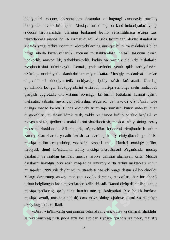 O‘ZBEKISTONNING UMUMTA’LIM MAKTABLARIDA MUSIQA TA’LIMI VA TARBIYASINING RIVOJLANISHI 2