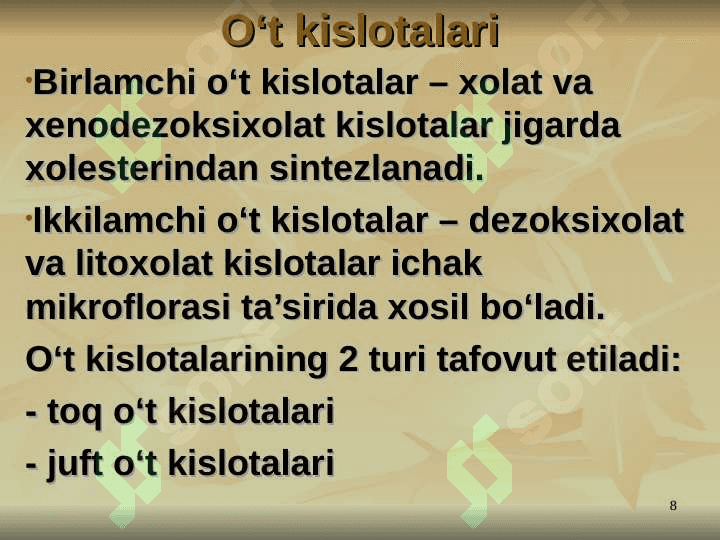 Lipid metabolizmi . Lipidlar almashinuvi biokimyosi 8