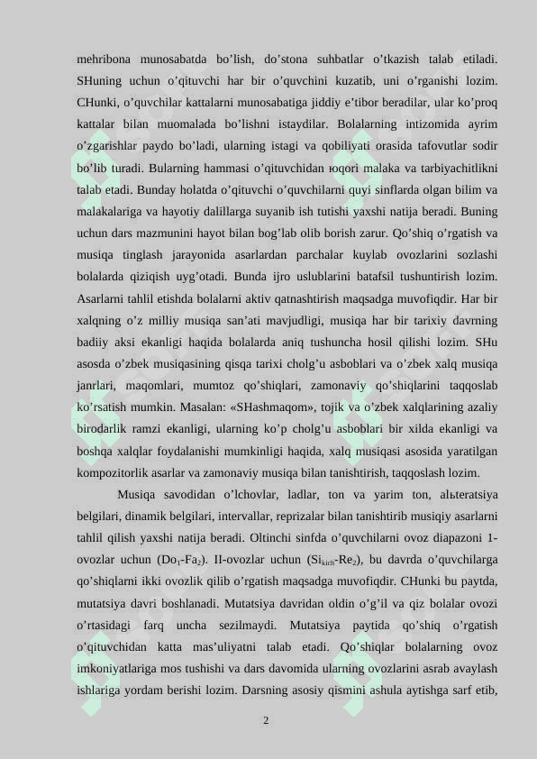 OLTINCHI SINFDA MUSIQA O‘QITISHNI MAZMUNI VA XUSUSIYATLARI 2
