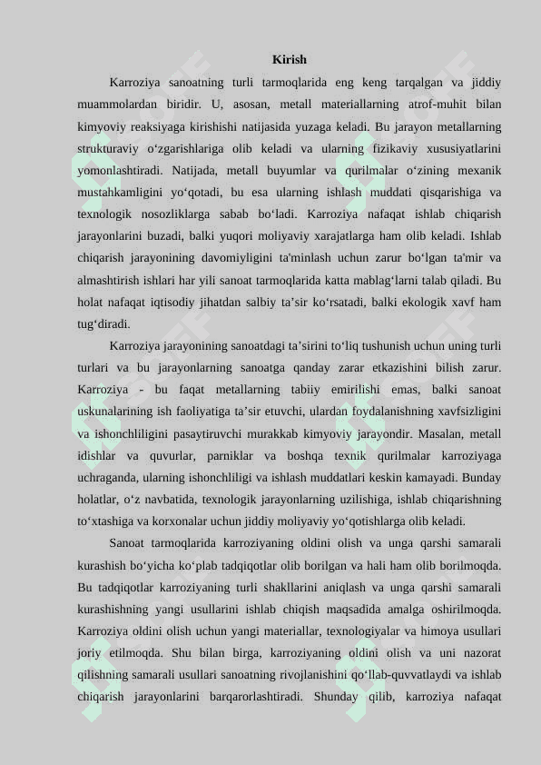 Karroziyaning sanoatdagi ahamiyati 2
