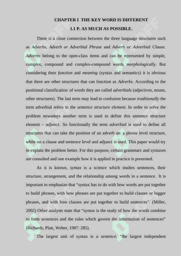 Modification and complementation in the adverbial group 3