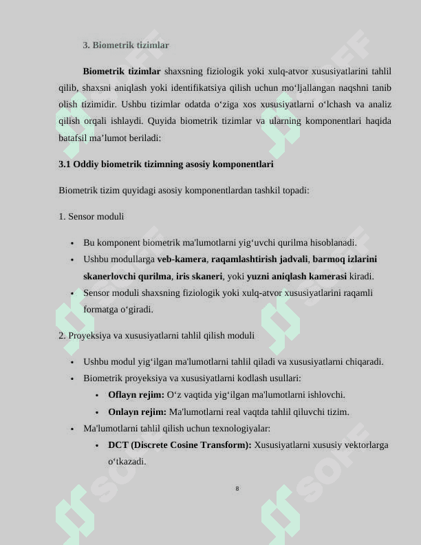 Shaxsni identifikatsiyalashning biometrik vositalari. Biometrik autentifikatsiya usullari 8