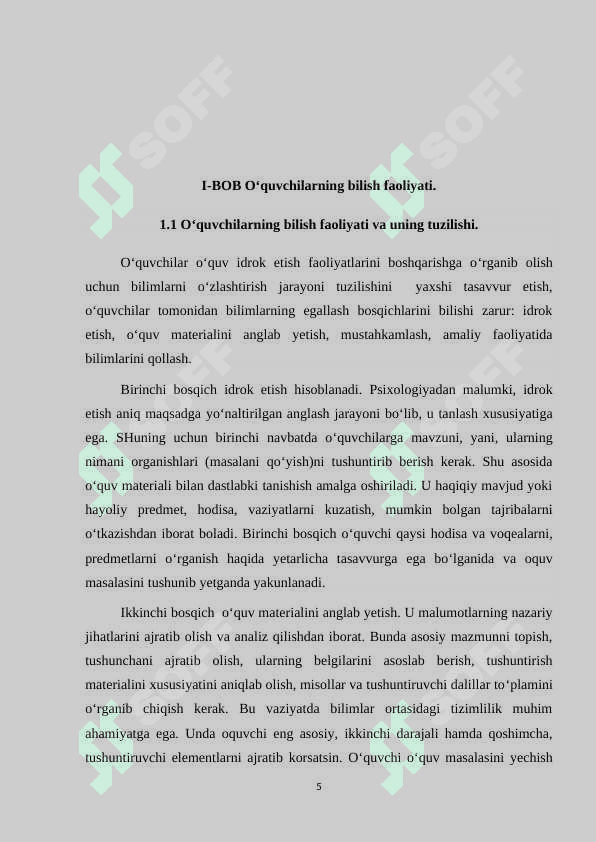 O‘quvchilarning bilish faoliyati va uning  xususiyatlari 5
