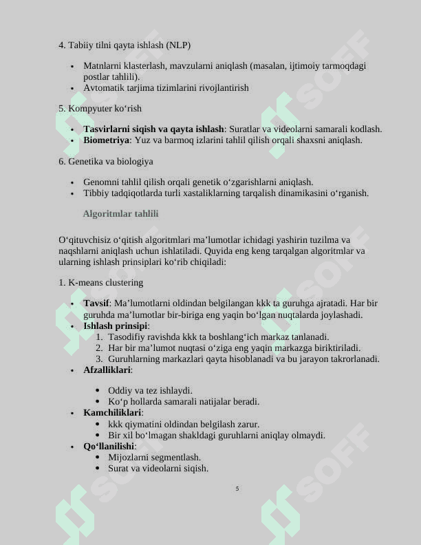 Mashinali o‘qitishda o‘qituvchisiz o‘qitish algoritmlarini o‘rganish va ularni dasturlash 5