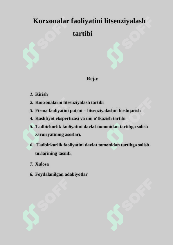 Korxonalar faoliyatini litsenziyalash 2
