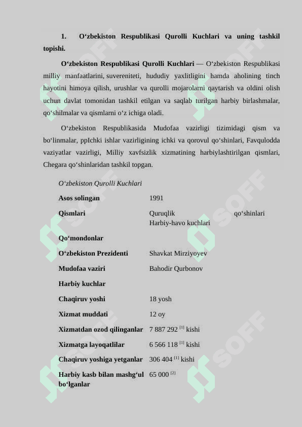 Oʻzbekiston Respublikasi Qurolli Kuchlari va uning tashkil topishi 3