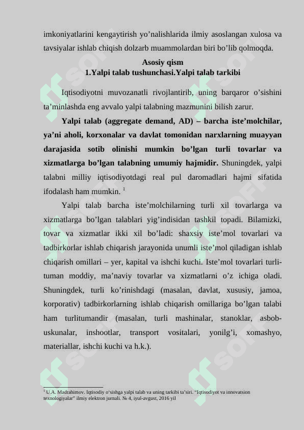 Yalpi talab:uning tarkibi va uning miqdoriga ta'sir etuvchi omillar 5
