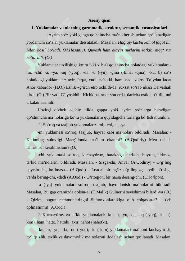 Yuklamalarning semantik xususiyatlari 5
