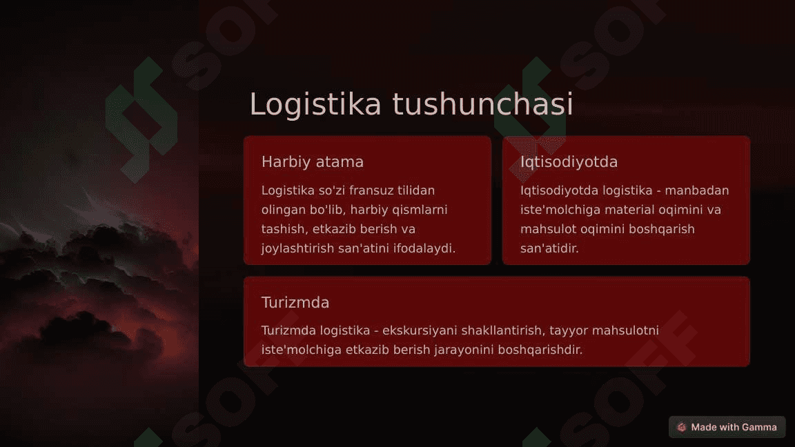 Turizm logistikasining mohiyati va mazmuni 2