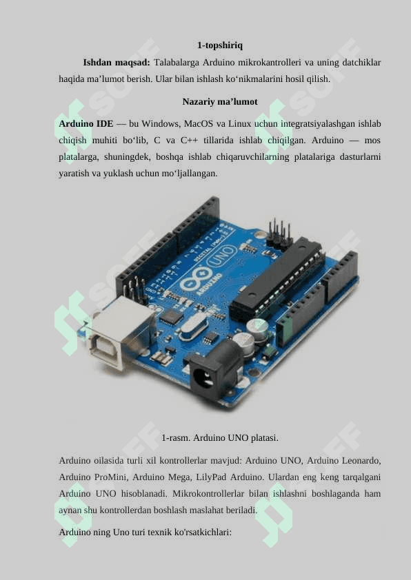 Arduino IDE muhiti o‘rnatish,  led lampa va tugmacha yordamida oddiy loyiha ishlab chiqish. 2