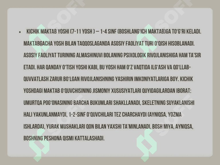 Turli yosh davrlarida o‘zlashtirish xususiyatlari 8