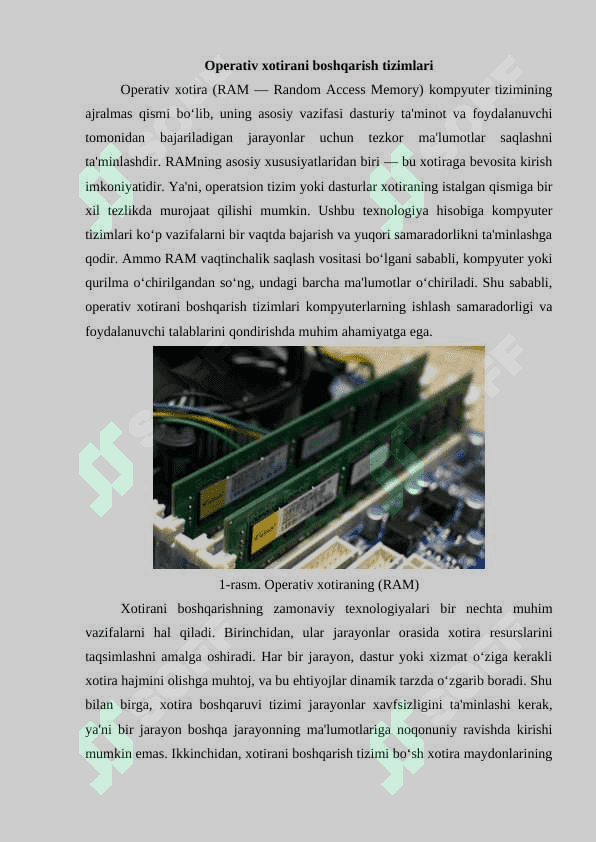 Operativ xotirani boshqarish sahifalash va segmentatsiya 2
