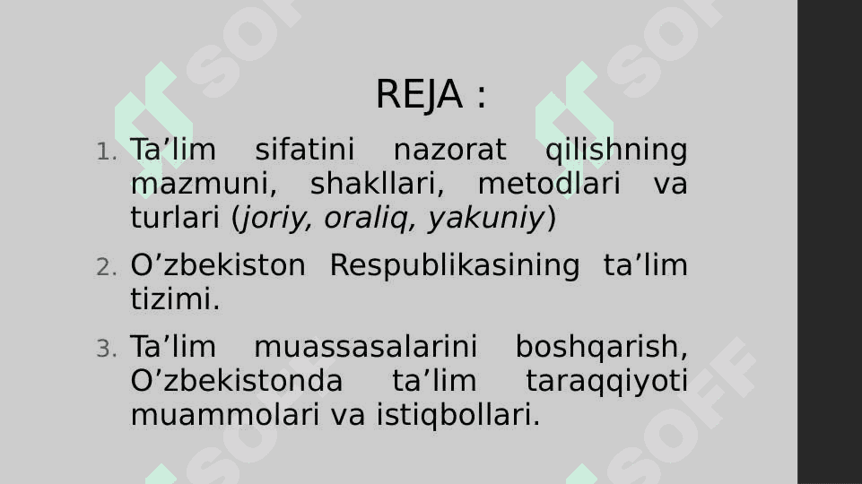 Pedagogik nazorat va ta'lim sifatini baholash. 2