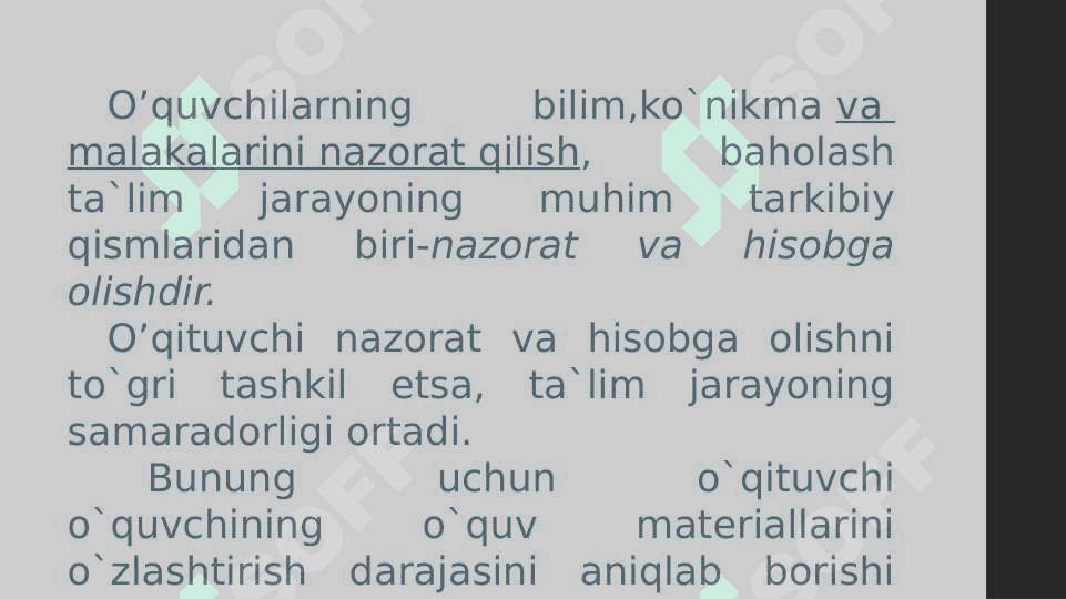 Pedagogik nazorat va ta'lim sifatini baholash. 3