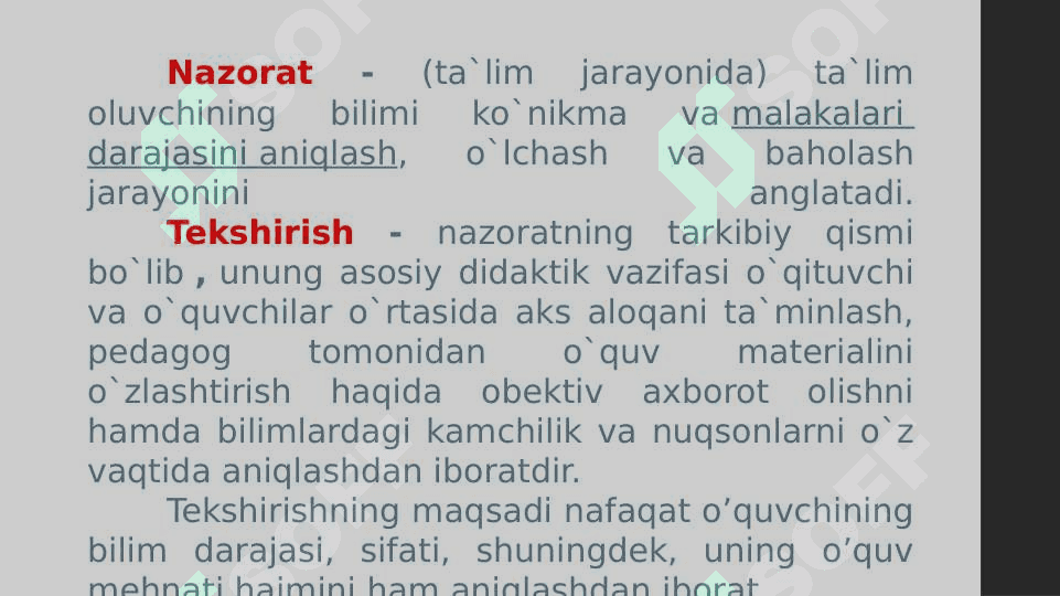 Pedagogik nazorat va ta'lim sifatini baholash. 4