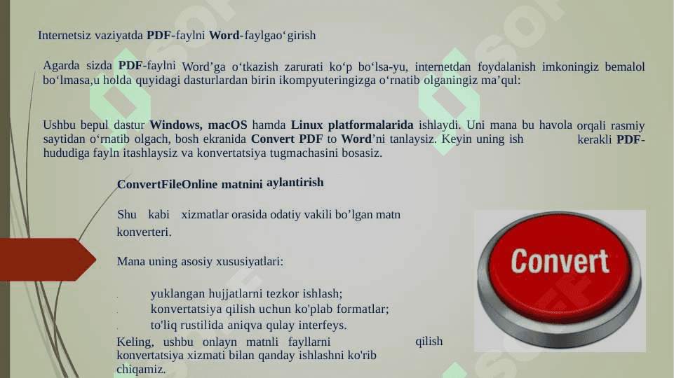 Konvertatsiya fayllarni bir formatdan boshqa formatga o’tkazish. Onlayn Konvertatsiya dasturlaridan  foydalanish 3