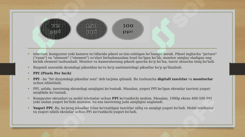 Tasvir o`lchamlari: dpi, lpi, ppi haqida tushunchalar. 3