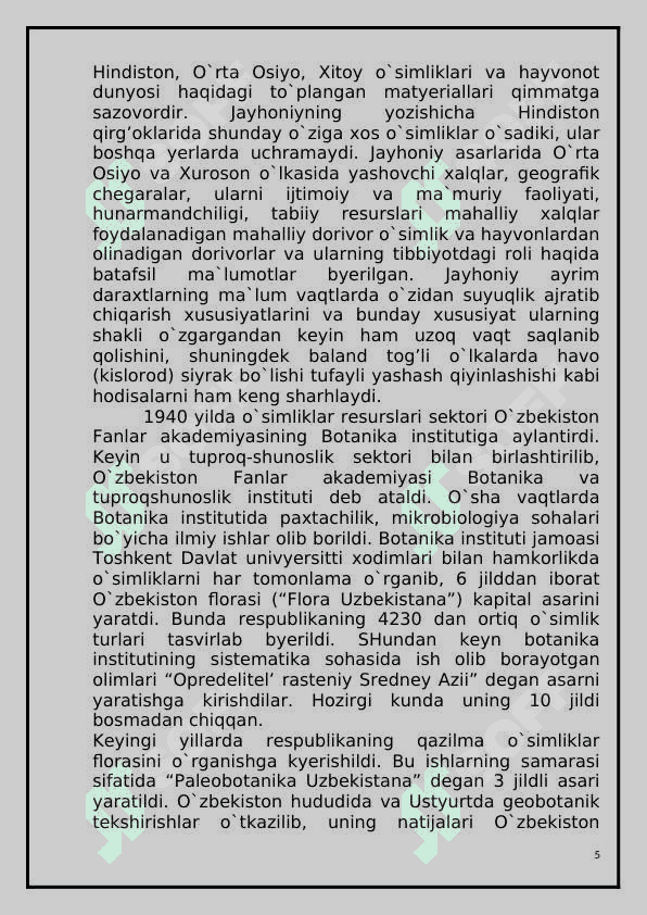 Flora va taksonomiya fanining rivojlanishida olimlarning hissasi. 5