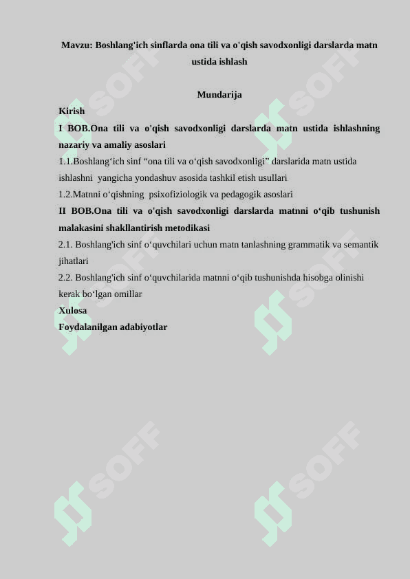 Boshlang'ich sinflarda ona tili va o'qish savodxonligi darslarda matn ustida ishlash 2