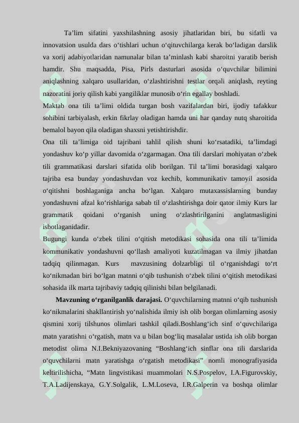 Boshlang'ich sinflarda ona tili va o'qish savodxonligi darslarda matn ustida ishlash 4
